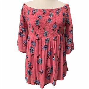 Arizona Rose Pose off shoulder pink floral top